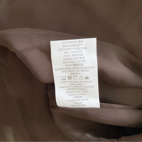 FRANK AND OAK THE WRAP BELTED MINI DRESS IN CHOCOLATE SHIMMER BROWN - S - Picture 12 of 12